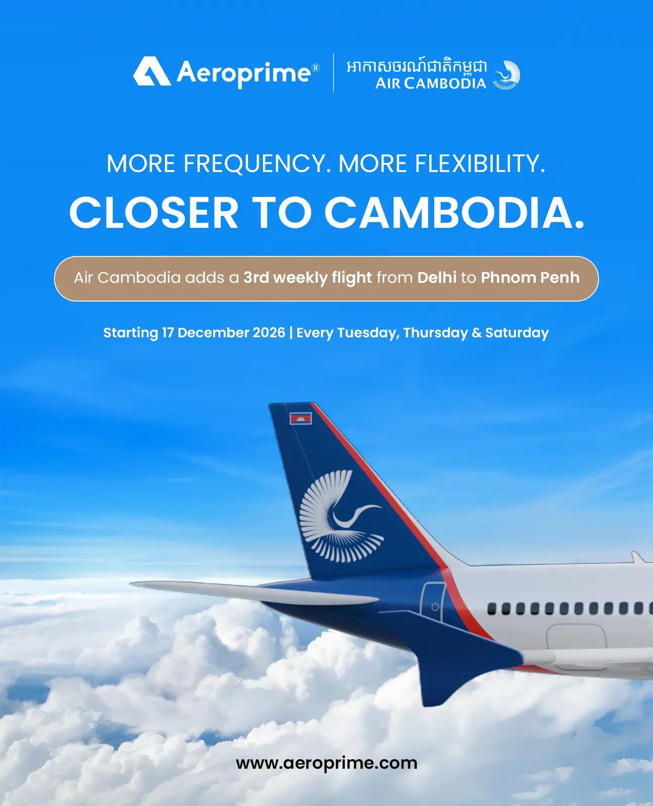 Air Cambodia adaugă zbor săptămânal suplimentar între Delhi și Phnom Penh